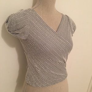 Club Monaco blue stripe seersucker crop top XS